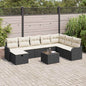 JUNG Vida Garten-Sofa-Set mit Kissen 9 pcs Schwarz Poly Rattan