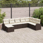 JUNG Vida Garten-Sofa-Set mit Kissen mit Speicher 8 pcs Braun Poly Rattan