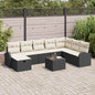 JUNG Vida Garten-Sofa-Set mit Kissen 9 pcs Schwarz Poly Rattan