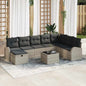 JUNG Vida Garten-Sofa-Set mit Kissen 9 pcs Hellgrau Poly Rattan