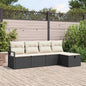 JUNG Vida Garten-Sofa-Set mit Kissen 5 pcs Schwarz Poly Rattan