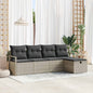 JUNG Vida Garten-Sofa-Set mit Kissen 5 pcs Hellgrau Poly Rattan