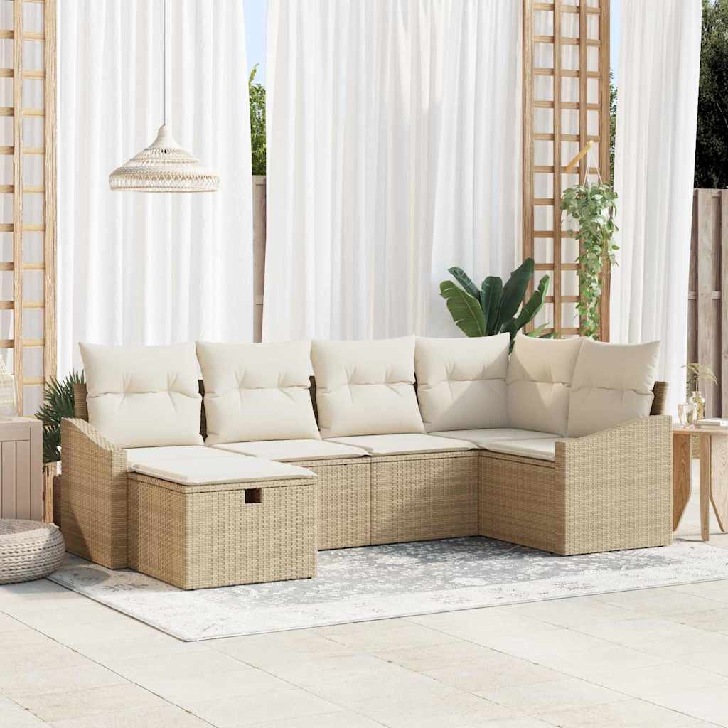 JUNG Vida Sofa Set mit Kissen 7 pcs Poly-Rattan