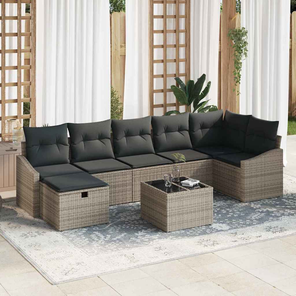 JUNG Vida Sofa Set mit Kissen 8 pcs Poly-Rattan