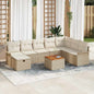 JUNG Vida Gartensofa-set mit Kissen mit Speicher 9 pcs Beige Poly Rattan