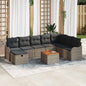 JUNG Vida Gartensofa-set mit Kissen mit Speicher 9 pcs Grau Poly Rattan