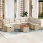 JUNG Vida Gartensofa-set mit Kissen mit Speicher 9 pcs Beige Poly Rattan