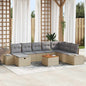 JUNG Vida Gartensofa-set mit Kissen mit Speicher 9 pcs Beige Poly Rattan