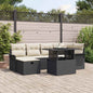 JUNG Vida Garten-Sofa-Set mit Kissen 7 pcs Schwarz Poly Rattan