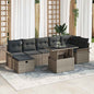 JUNG Vida Garten-Sofa-Set mit Kissen mit Speicher 8 pcs Grau Poly Rattan
