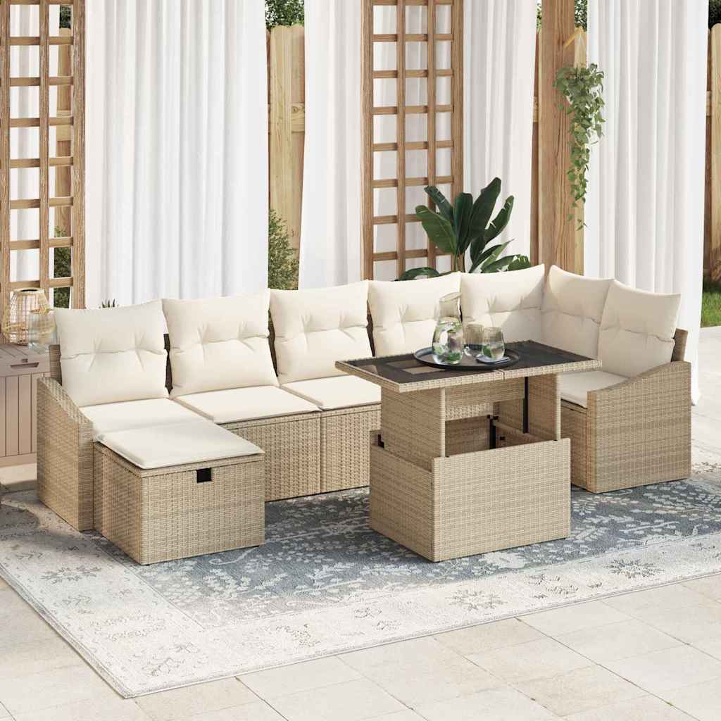 JUNG Vida Garten-Sofa-Set 8 pcs Beige Poly-Rattan