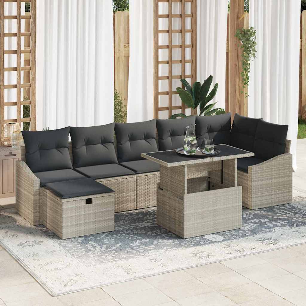 JUNG Vida Garten-Sofa-Set 8 pcs Hellgrau Poly-Rattan