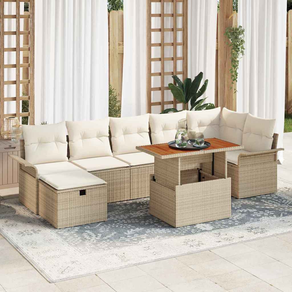 JUNG Vida Garten-Sofa-Set 8 pcs Beige Poly-Rattan