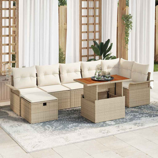 JUNG Vida Garten-Sofa-Set 8 pcs Beige Poly-Rattan