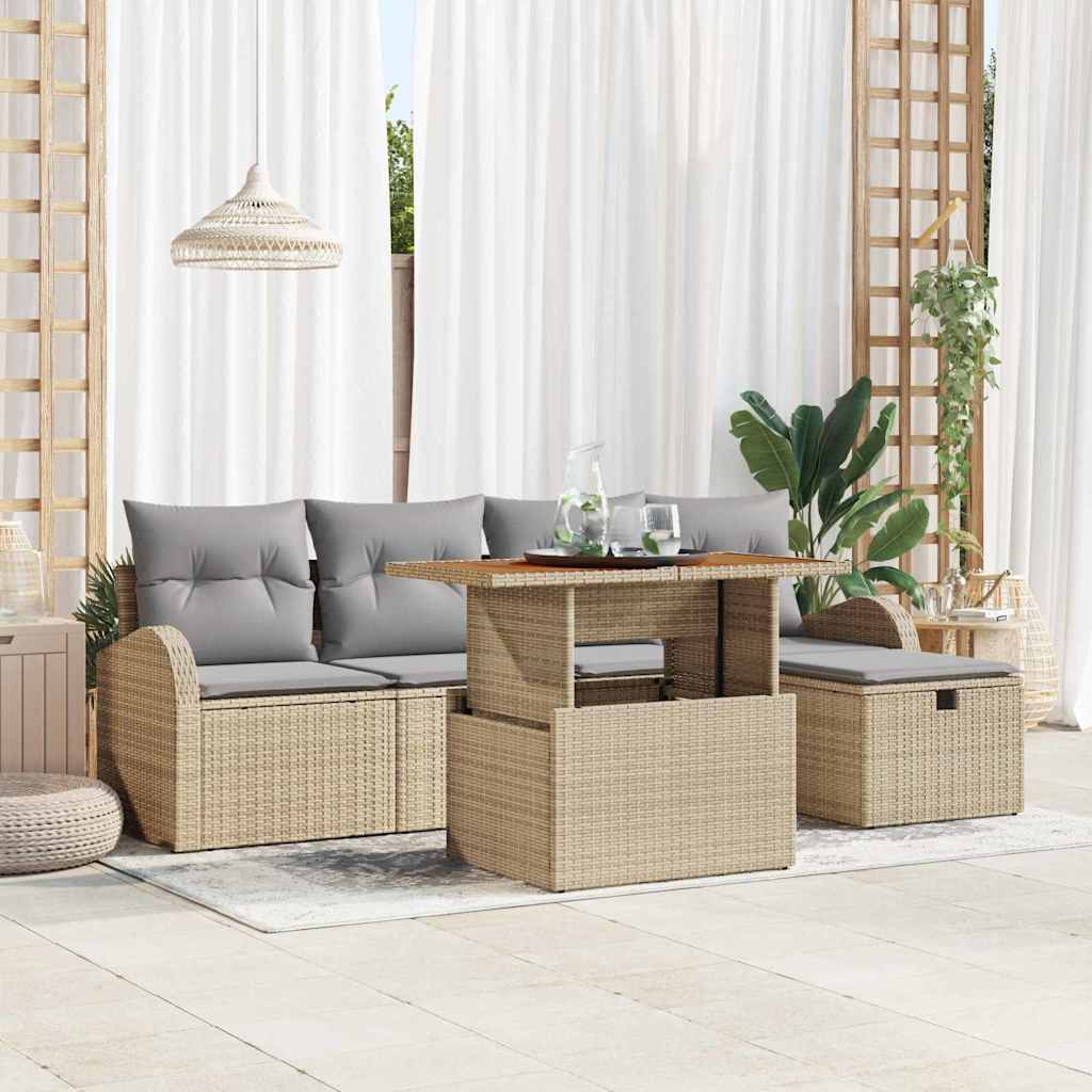 JUNG Vida Garten-Sofa-Set 6 pcs Beige Poly-Rattan