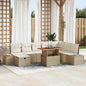 JUNG Vida Garten-Sofa-Set mit Speicher 9 pcs Beige Poly Rattan