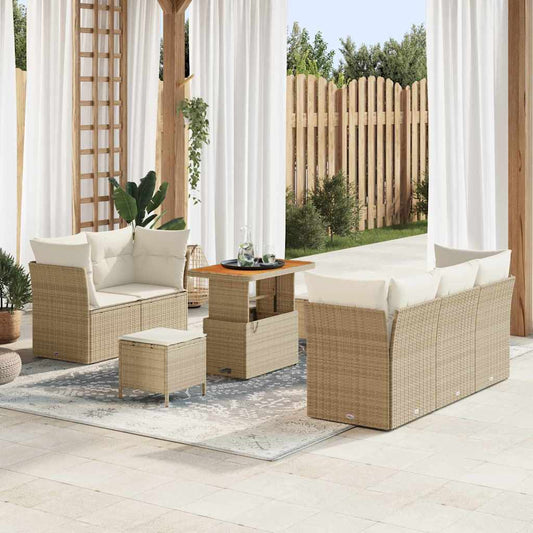 JUNG Vida Gartensofa-set mit Kissen 8 pcs Beige Poly-Rattan
