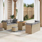 JUNG Vida Garten-Sofa-Set 9 pcs Beige Poly-Rattan