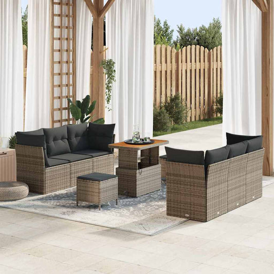 JUNG Vida Garten-Sofa-Set 9 pcs Grau Poly-Rattan