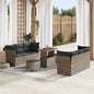 JUNG Vida Garten-Sofa-Set 9 pcs Grau Poly-Rattan
