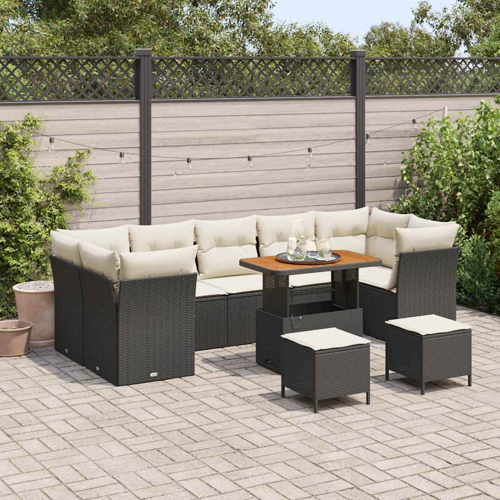 JUNG Vida Gartensofa-set 10 pcs Schwarz Poly-Rattan