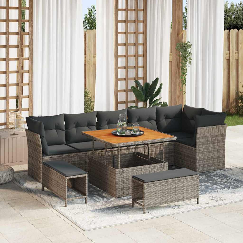 JUNG Vida Gartensofa-set 9 pcs Grau Poly-Rattan