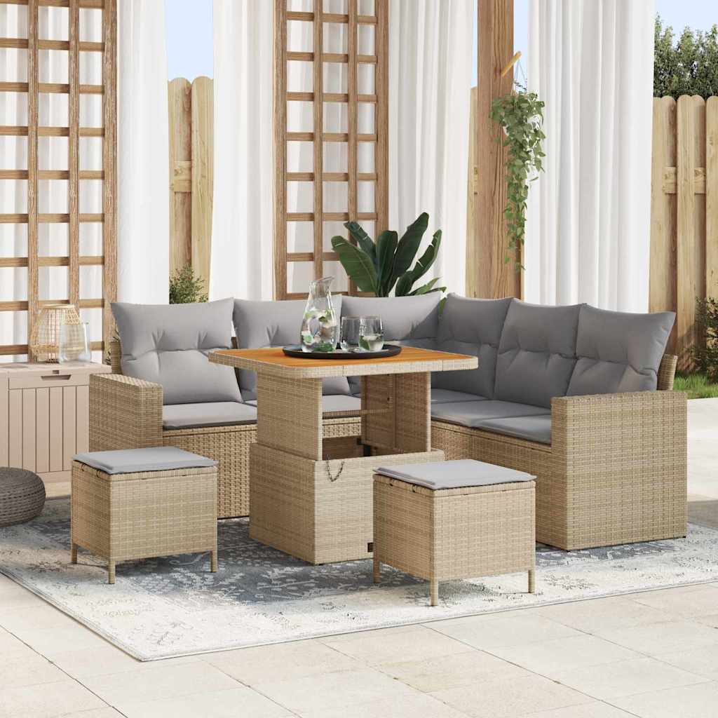 JUNG Vida Gartensofa-set 8 pcs Beige Poly-Rattan
