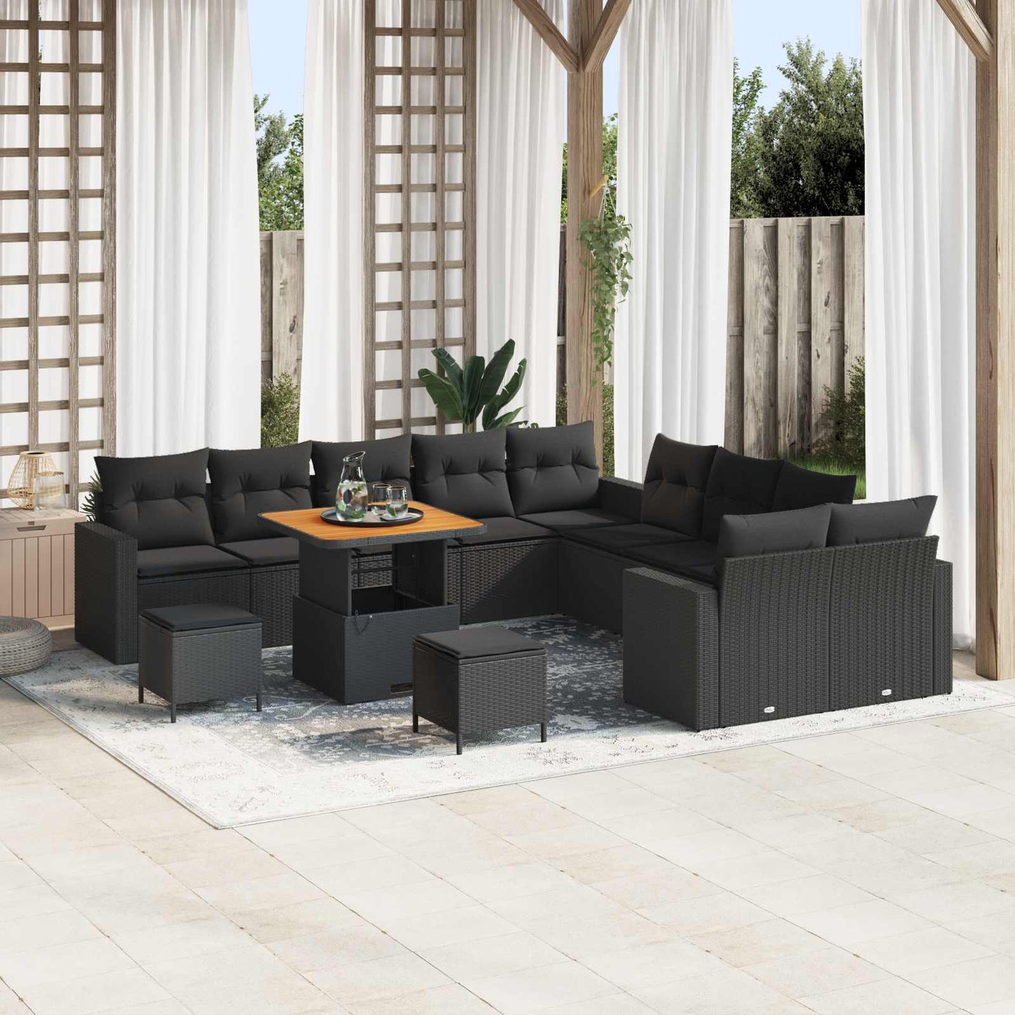 JUNG Vida Gartensofa-set 13 pcs Schwarz Poly-Rattan
