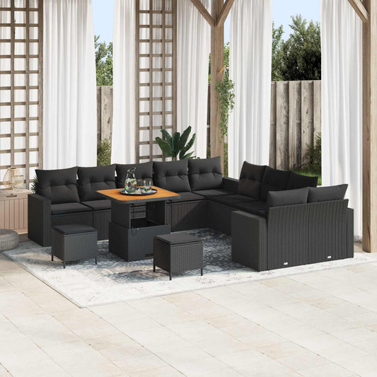 JUNG Vida Gartensofa-set 13 pcs Schwarz Poly-Rattan