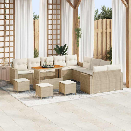 JUNG Vida Gartensofa-set 14 pcs Beige Poly-Rattan