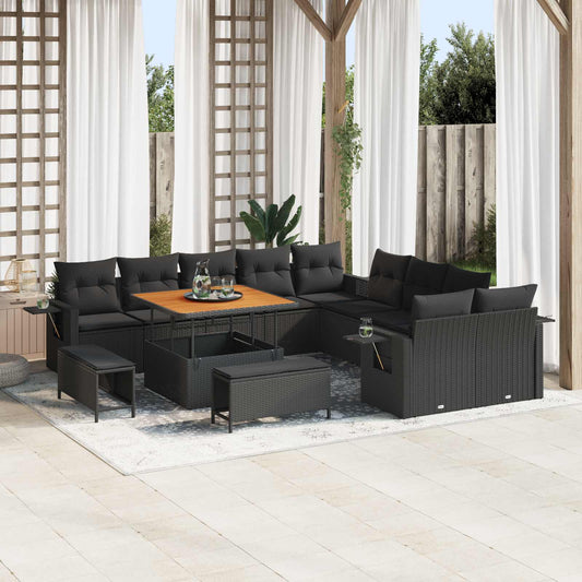 JUNG Vida Gartensofa-set 13 pcs Schwarz Poly-Rattan