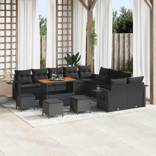 JUNG Vida Gartensofa-set 14 pcs Schwarz Poly-Rattan