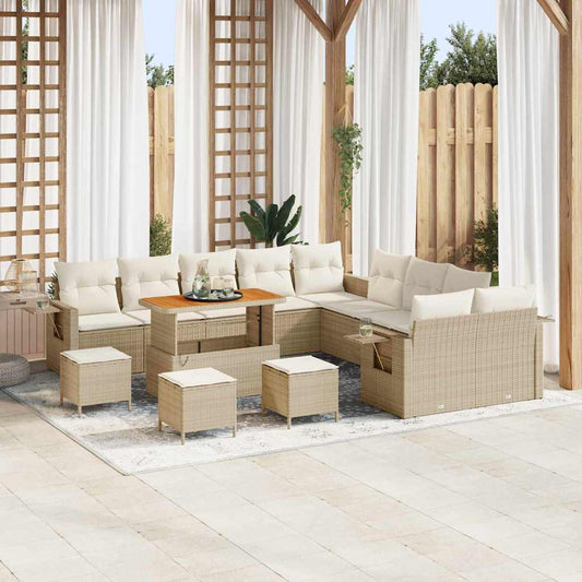 JUNG Vida Gartensofa-set 14 pcs Beige Poly-Rattan
