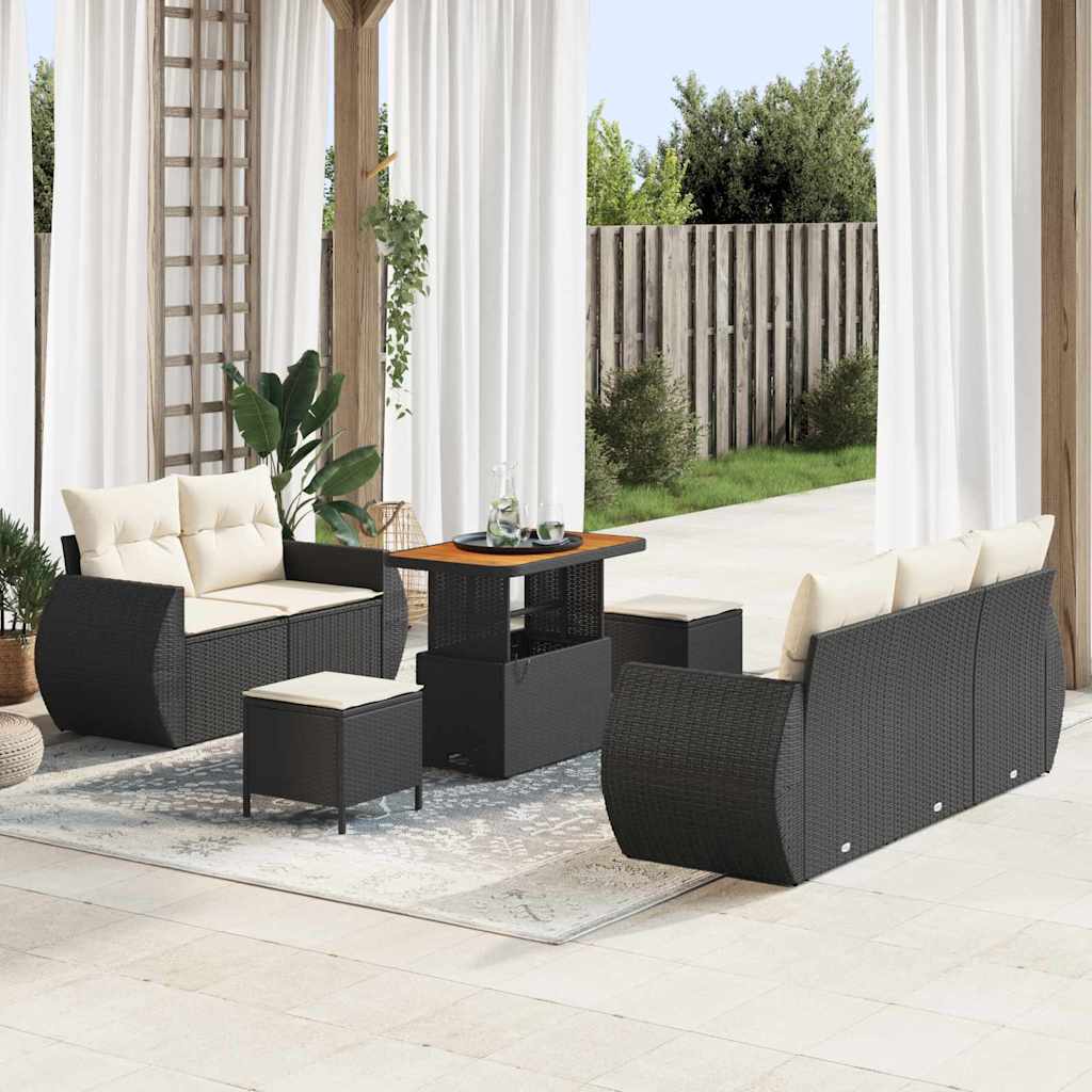 JUNG Vida Gartensofa-set 8 pcs Schwarz Poly-Rattan