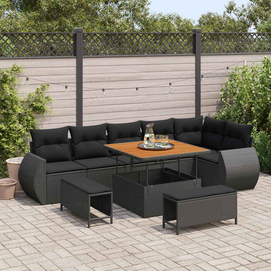 JUNG Vida Gartensofa-set 9 pcs Schwarz Poly-Rattan