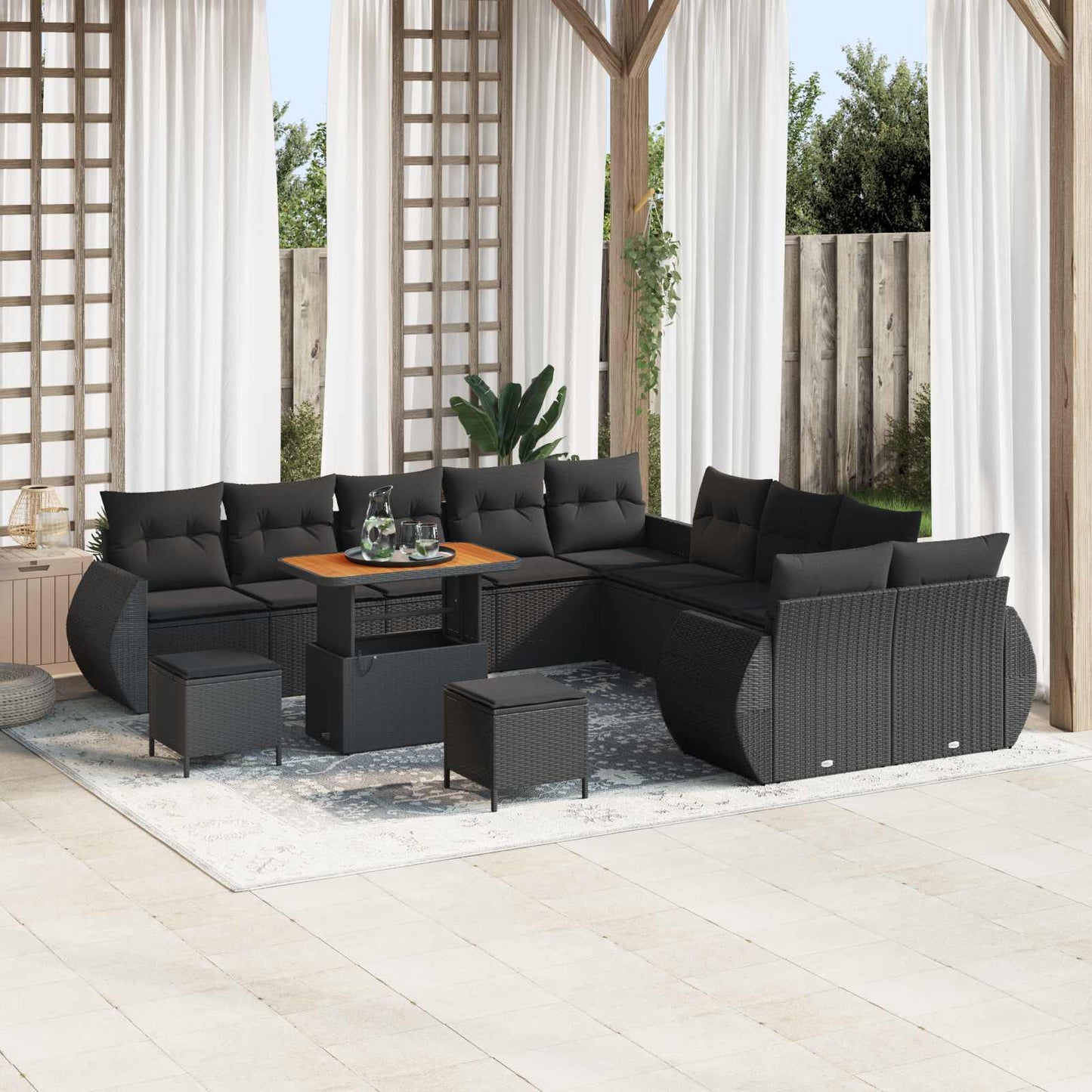 JUNG Vida Gartensofa-set 13 pcs Schwarz Poly-Rattan