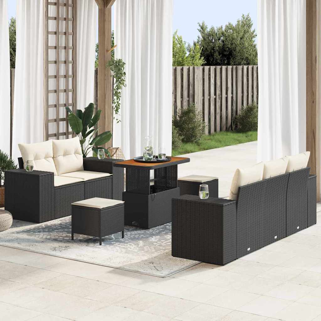 JUNG Vida Gartensofa-set 8 pcs Schwarz Poly-Rattan