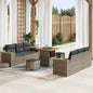 JUNG Vida Garten-Sofa-Set mit Speicher 9 pcs Grau Poly Rattan