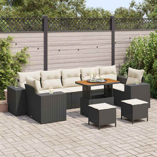 JUNG Vida Garten-Sofa-Set 10 pcs Schwarz Poly-Rattan