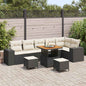 JUNG Vida Gartensofa-set mit Kissen 9 pcs Schwarz Poly-Rattan