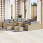 JUNG Vida Gartensofa-set mit Kissen 13 pcs Beige Poly-Rattan