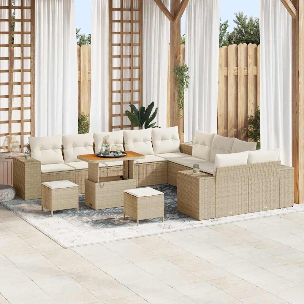 JUNG Vida Gartensofa-set mit Kissen 13 pcs Beige Poly-Rattan