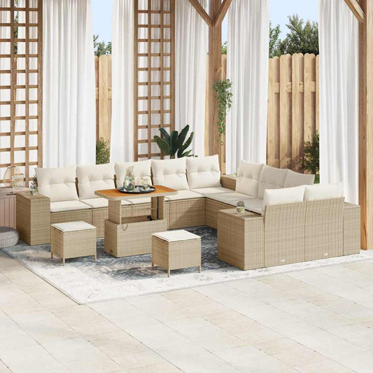 JUNG Vida Gartensofa-set mit Kissen 13 pcs Beige Poly-Rattan