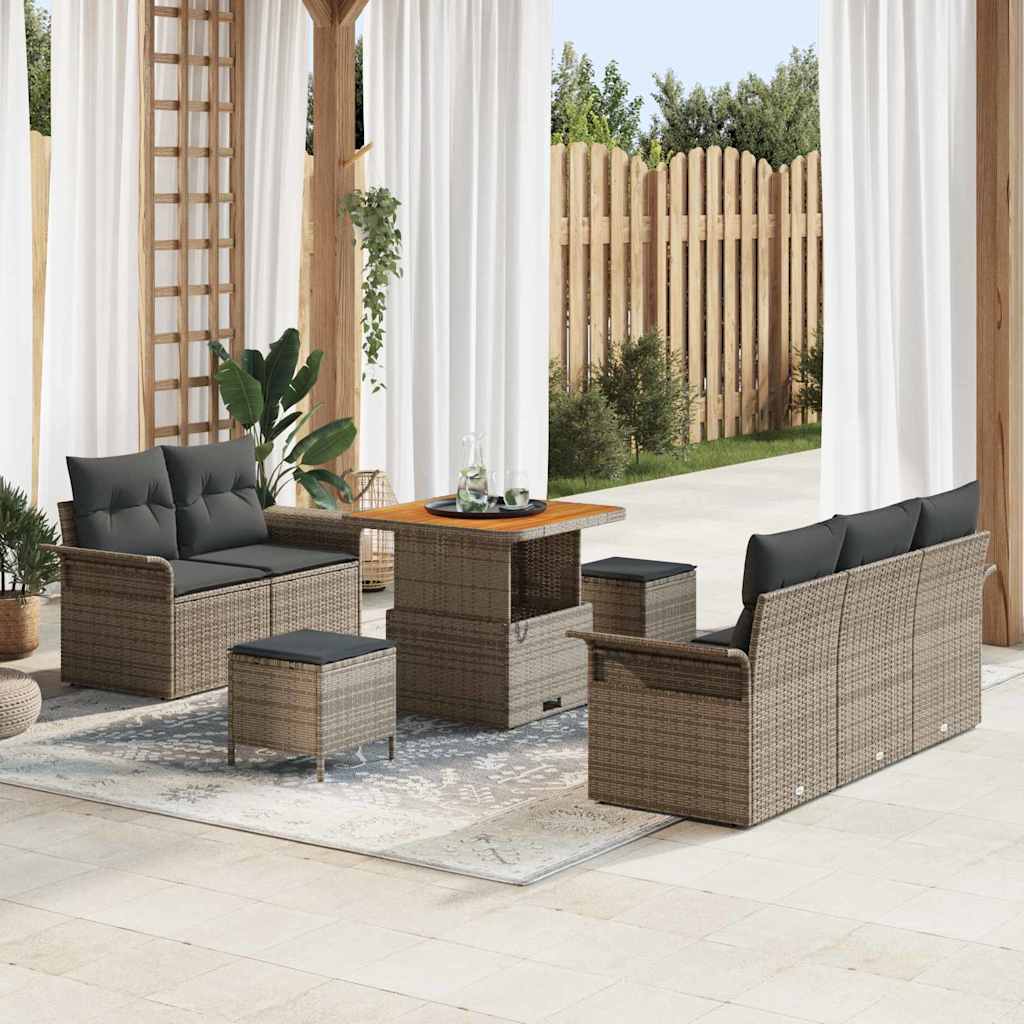JUNG Vida Gartensofa-set mit Kissen 8 pcs Grau Poly-Rattan