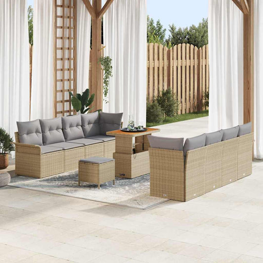JUNG Vida Gartensofa-set mit Kissen 11 pcs Beige Poly-Rattan
