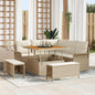 JUNG Vida Gartensofa-set mit Kissen 8 pcs Beige Poly-Rattan