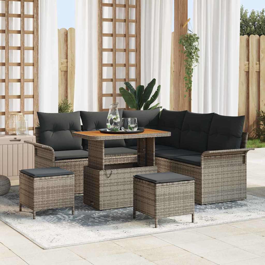 JUNG Vida Gartensofa-set mit Kissen 8 pcs Grau Poly-Rattan