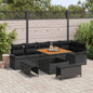 JUNG Vida Gartensofa-set mit Kissen 9 pcs Schwarz Poly-Rattan