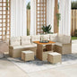 JUNG Vida Gartensofa-set mit Kissen 9 pcs Beige Poly-Rattan