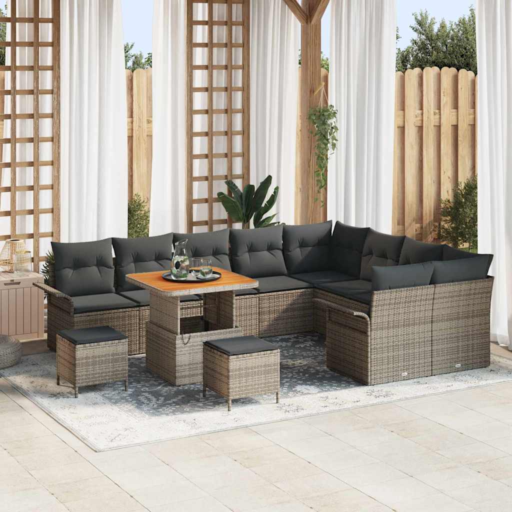 JUNG Vida Gartensofa-set mit Kissen 12 pcs Grau Poly-Rattan